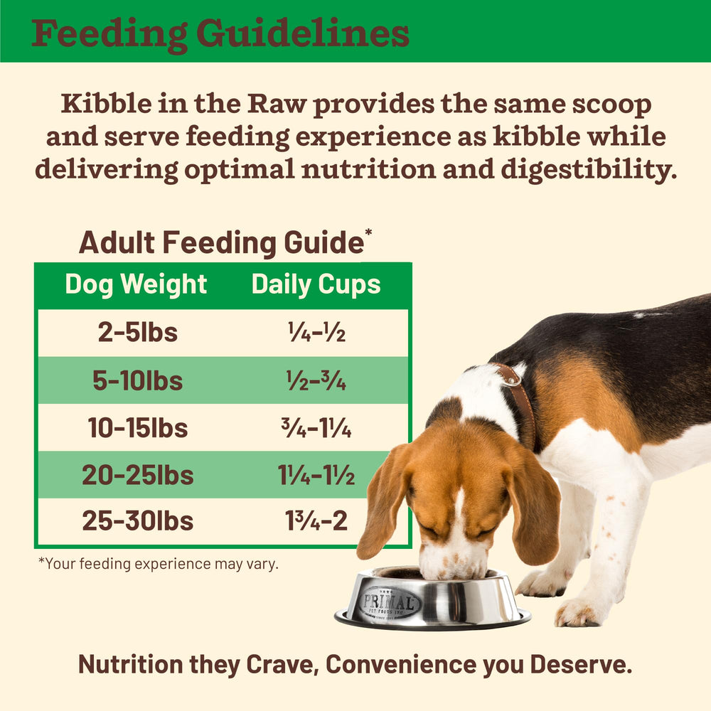 Primal Kibble en cru lyophilisé, fabriqué aux États‑Unis.