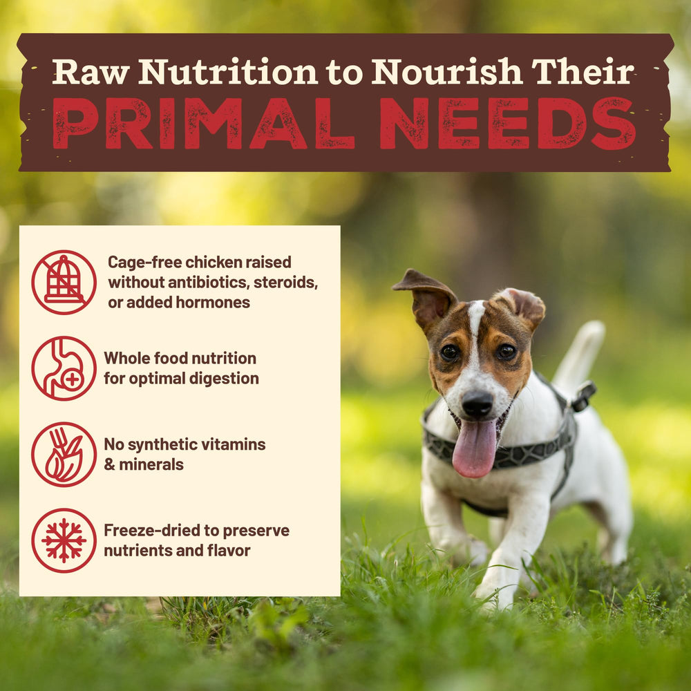 Primal Kibble en cru lyophilisé, légumes naturels dans la formulation.
