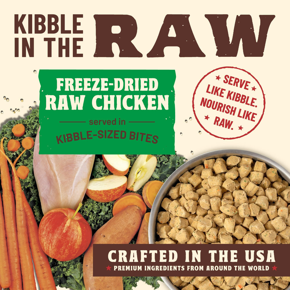 Primal Kibble en cru lyophilisé, prêt à servir sans préparation.