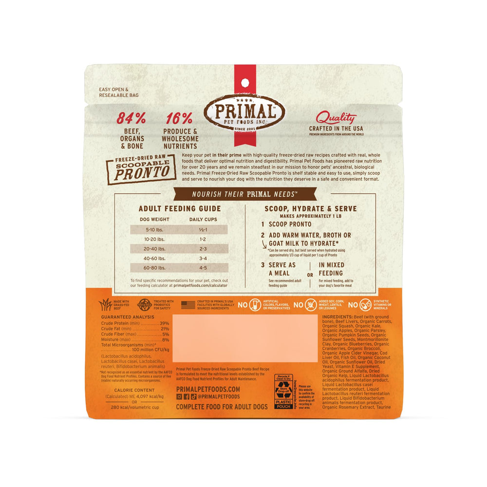 Primal fabrication Etats-Unis, qualité pratique et nutritive.