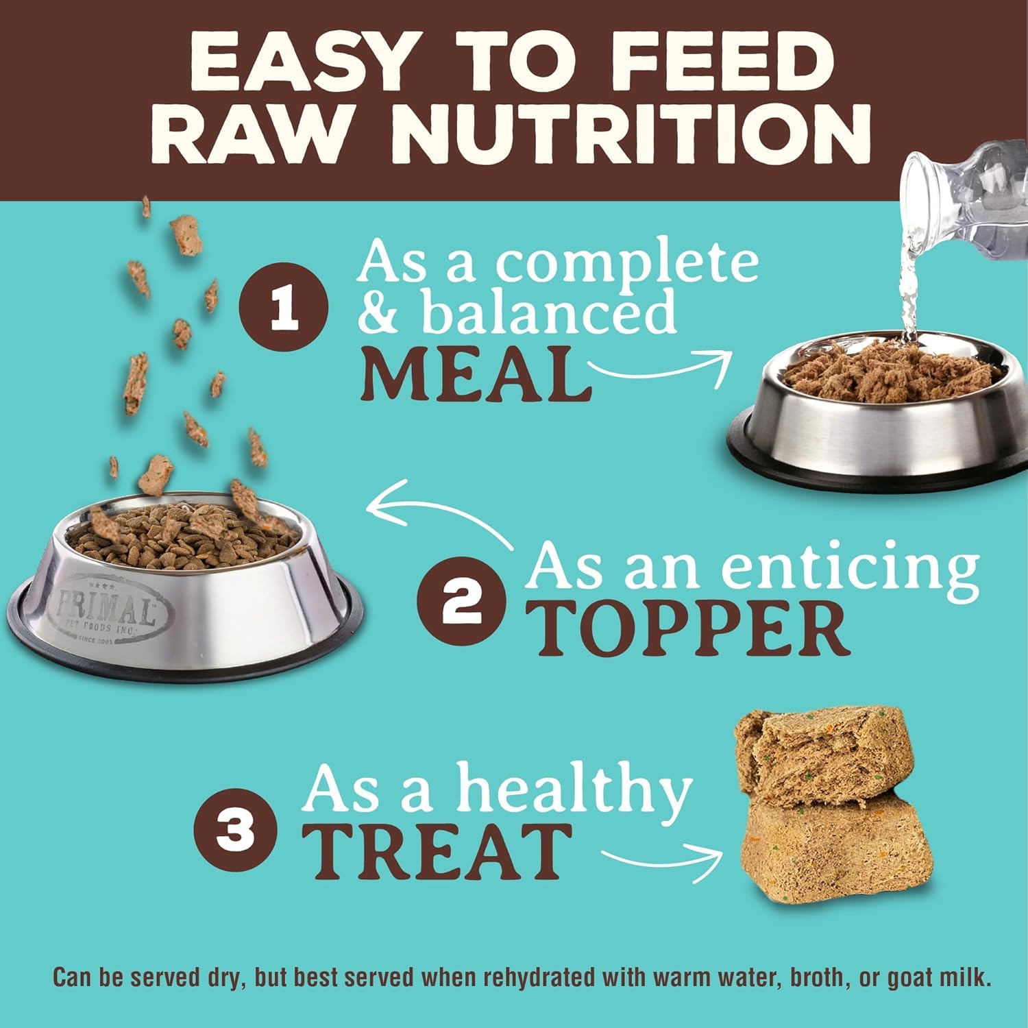 Nuggets Primal servis en portions faciles pour repas complet ou topping