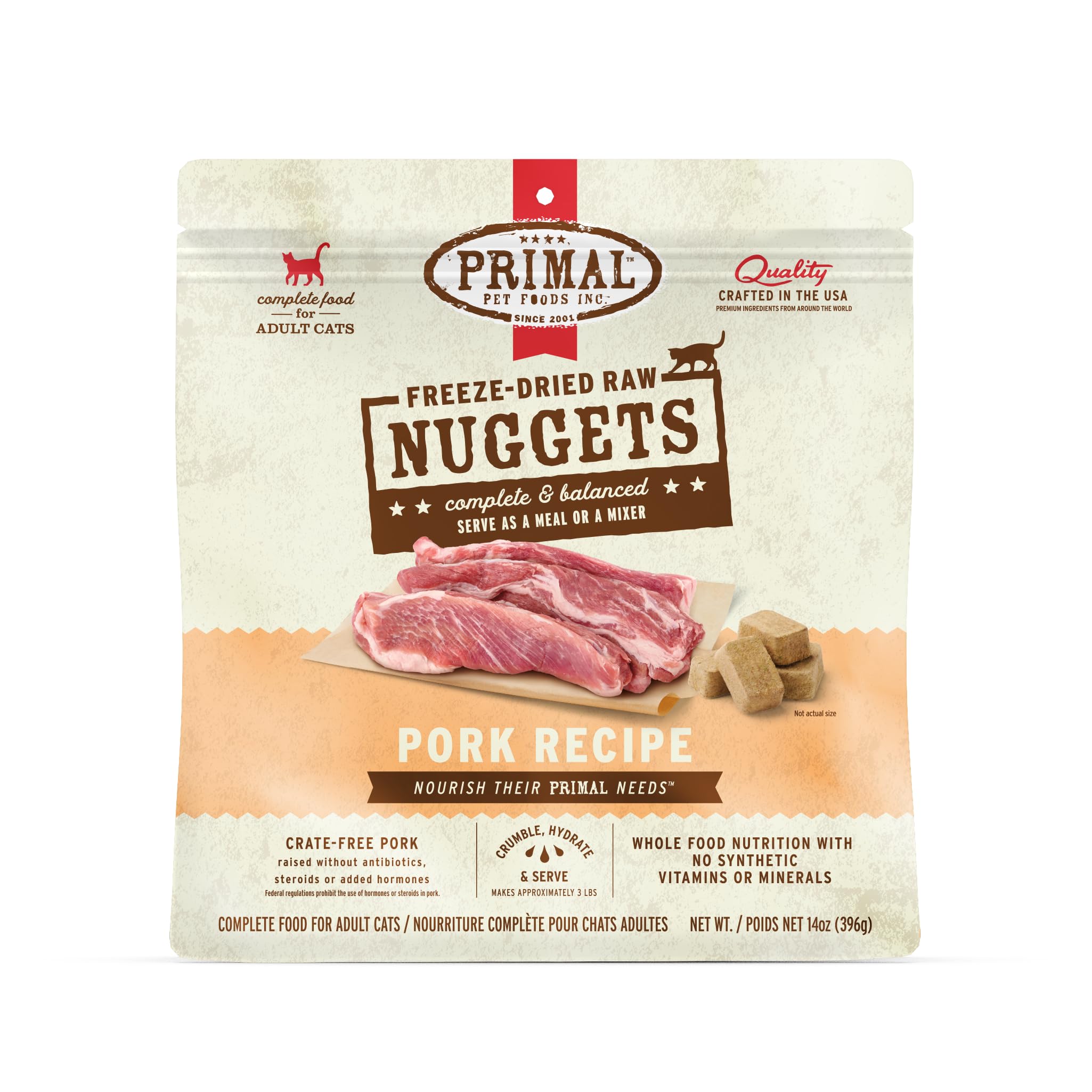 Primal Nuggets porc cru lyophilisé pour chat – protéines élevées et digestibilité