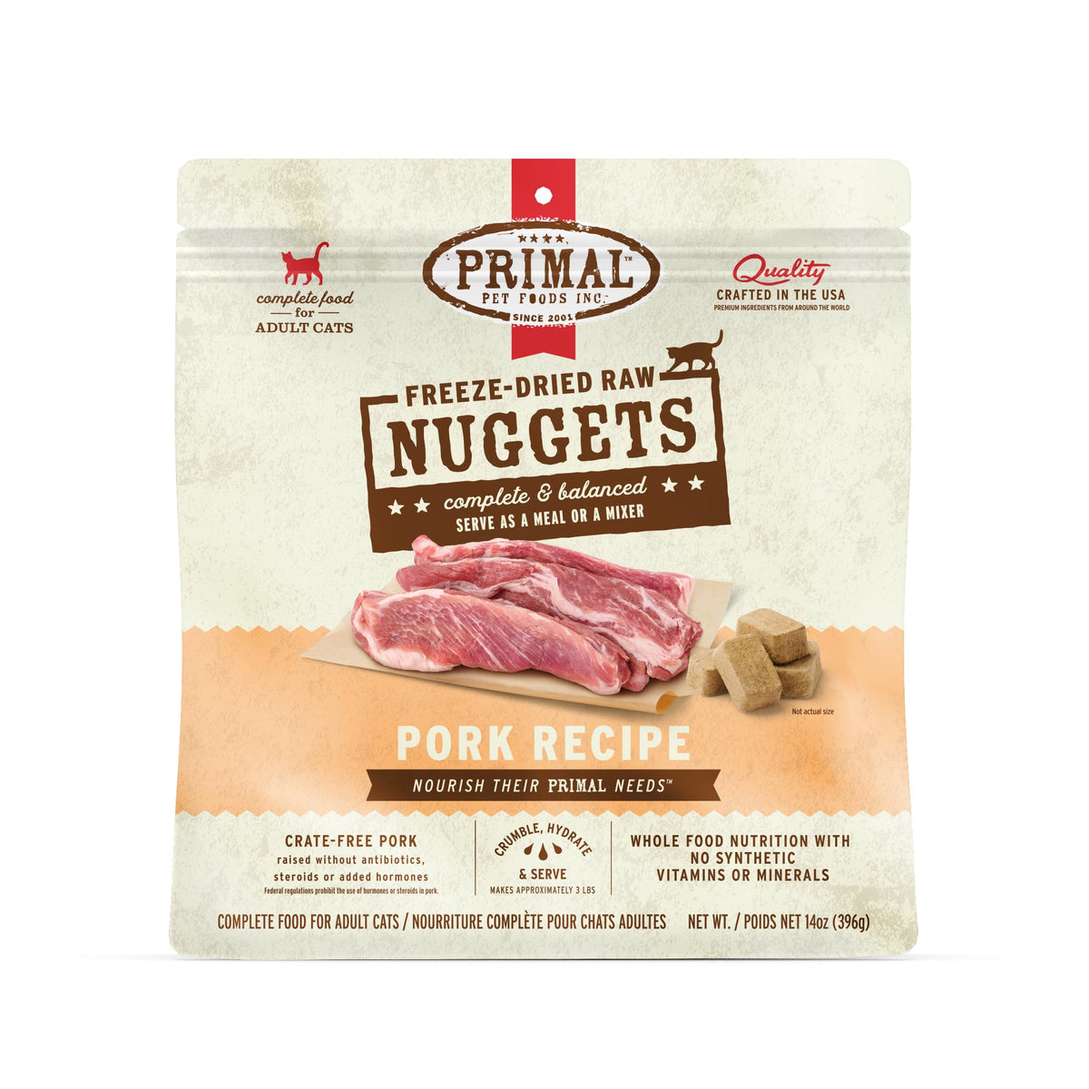 Primal Nuggets porc cru lyophilisé pour chat – protéines élevées et digestibilité