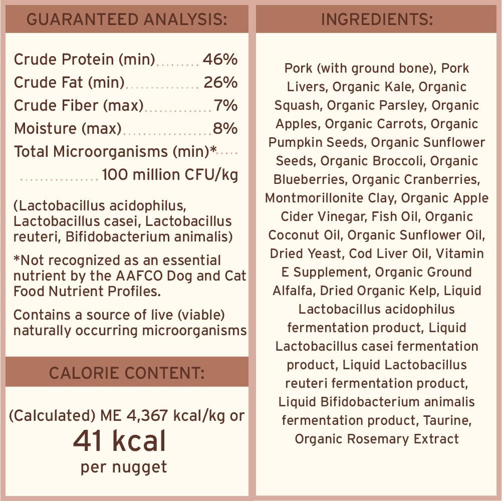 Primal Pet Foods Nuggets porc sans cereales, pour chiens sensibles.