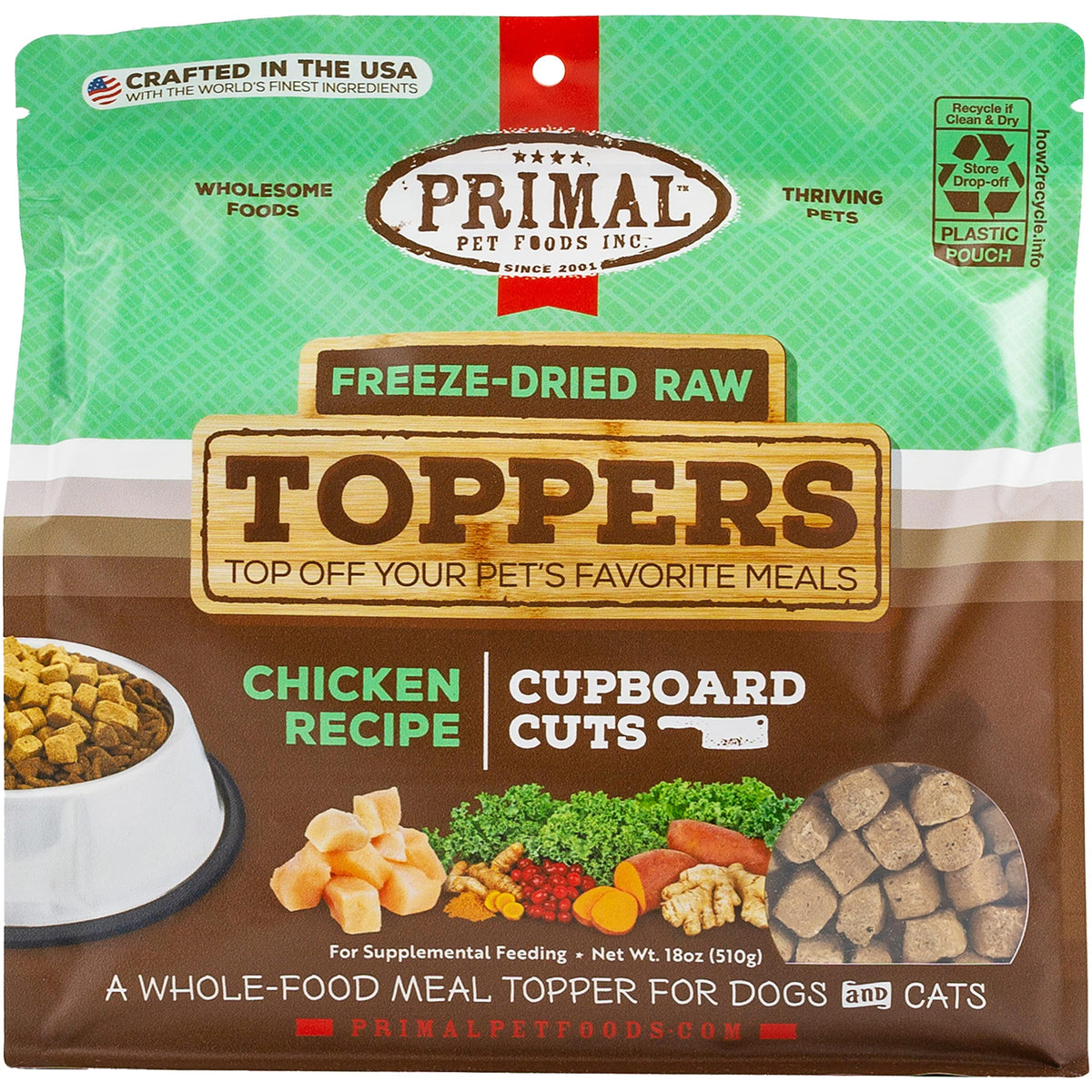Topper Primal pour chien au poulet et foie, soutien nutritionnel et appétit