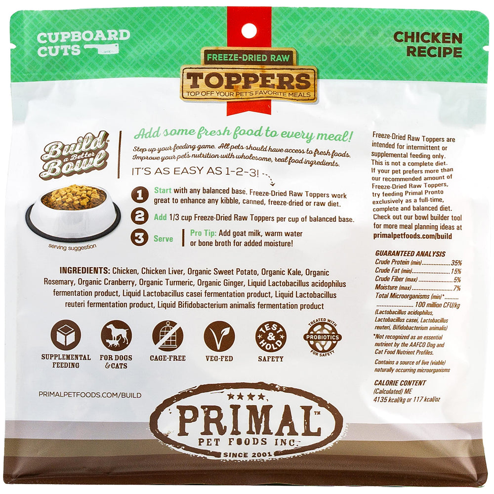 Topper Primal sans additifs, ingrédients simples et sûrs