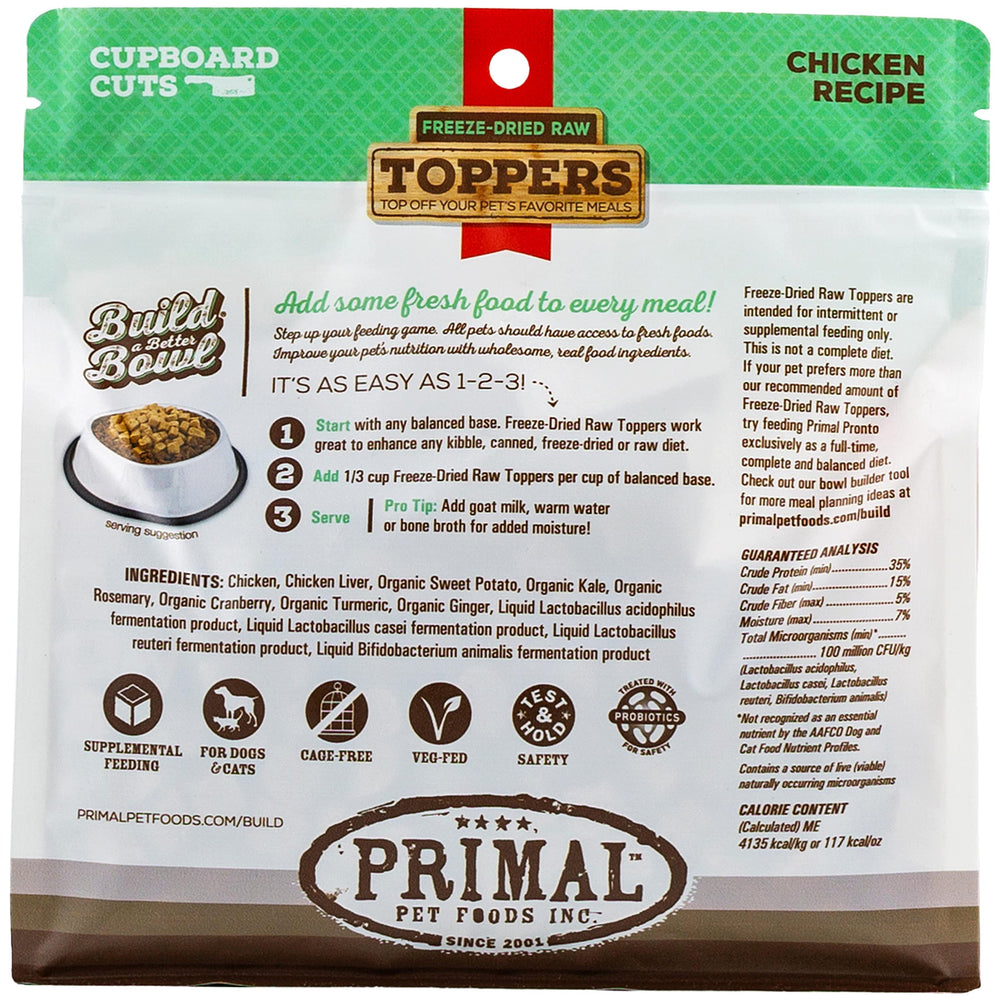 Récompense idéale pour entraînement Primal Pet Foods toppers.