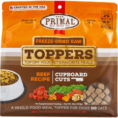 Garnitures Primal au boeuf pour chien, goût riche et protéines.
