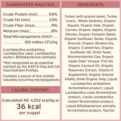 Nuggets Primal Pet Foods réhydratés pour texture naturelle et appétente.
