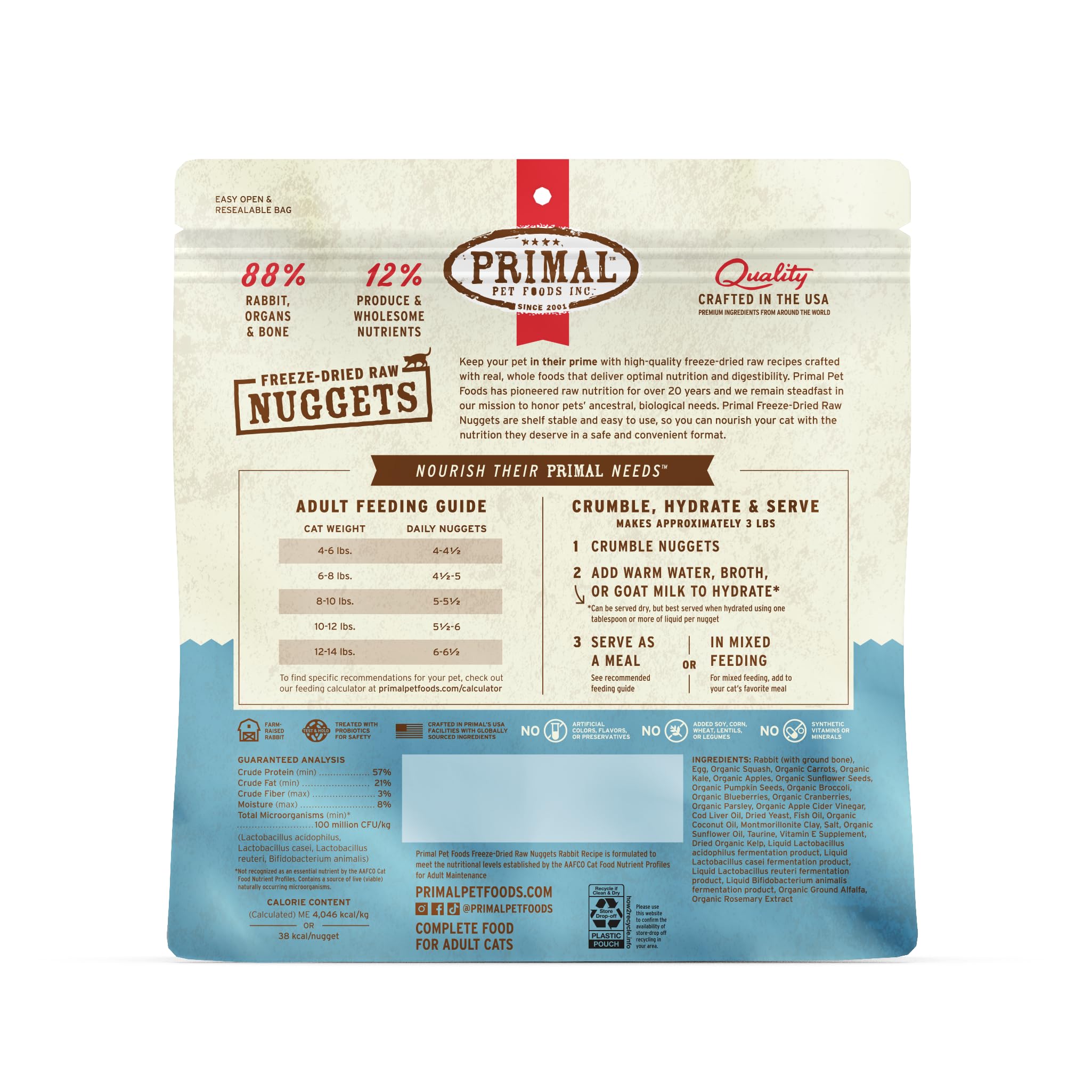 Primal lapin nuggets-probiotiques soutien potentiel pour la digestion féline