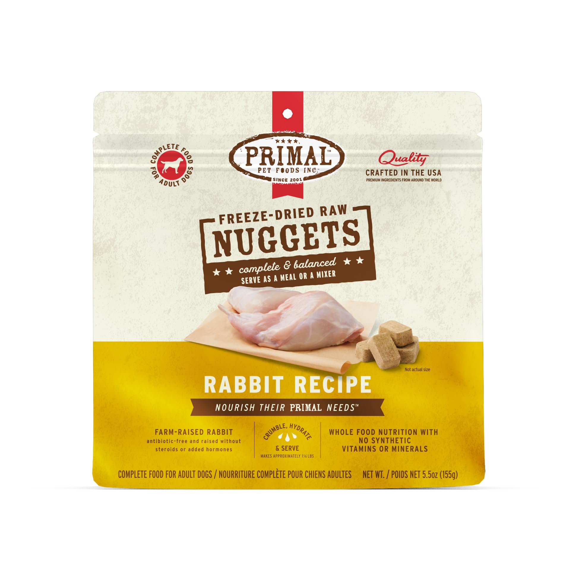 Primal Pet Foods Nuggets lapin — repas complet et équilibré pour chien
