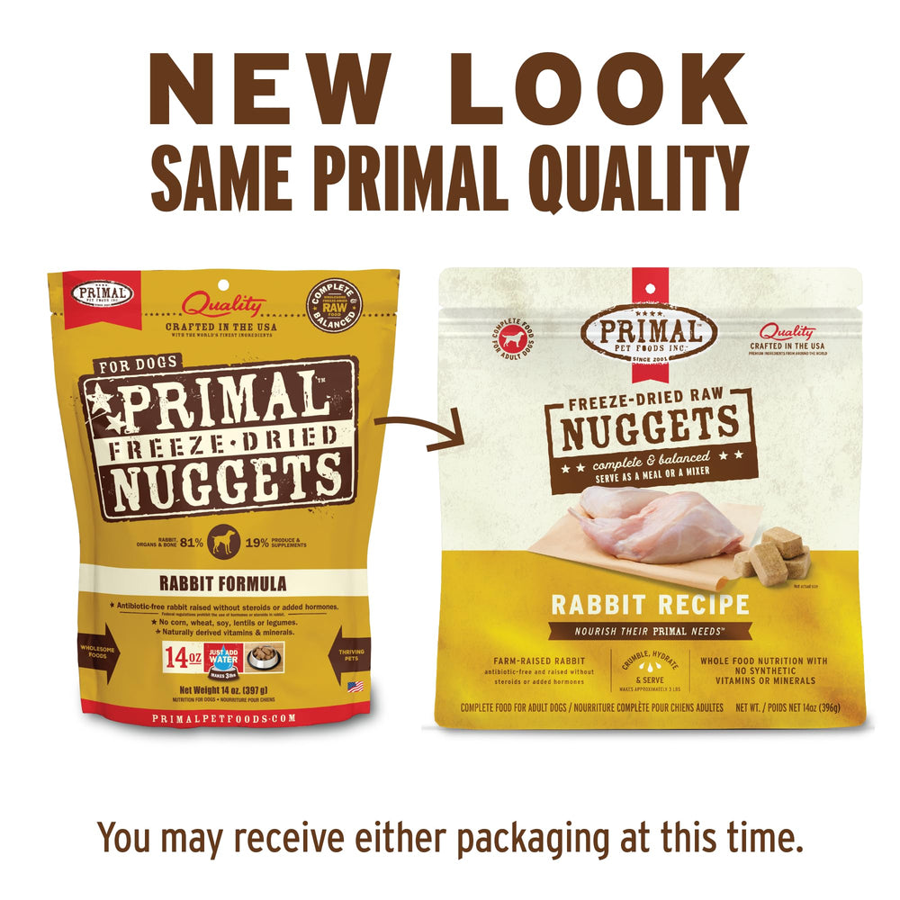 Primal Pet Foods Nuggets lapin — topper savoureux pour compléter les repas