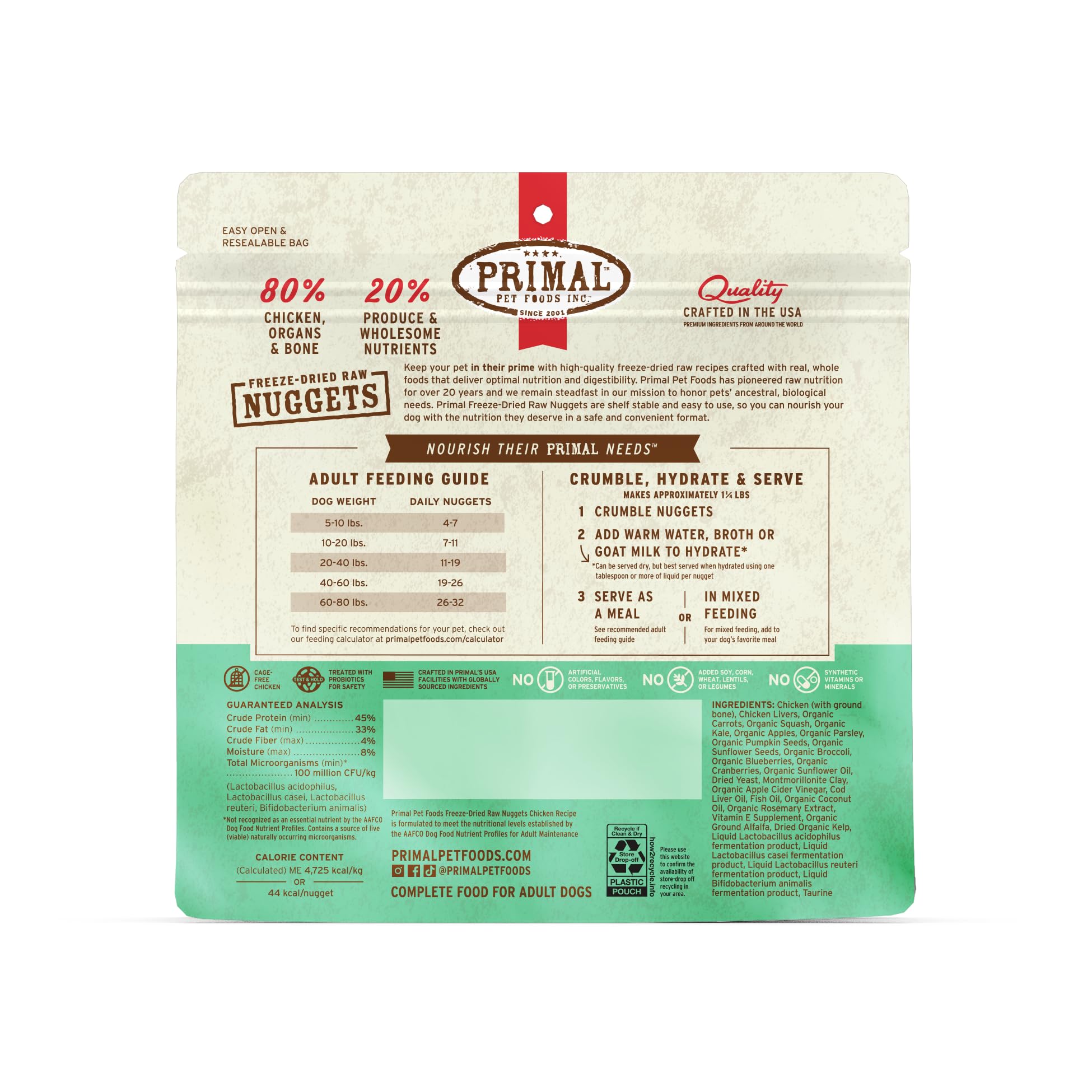 Primal Pet Foods – Nuggets de poulet américains, qualité supérieure.