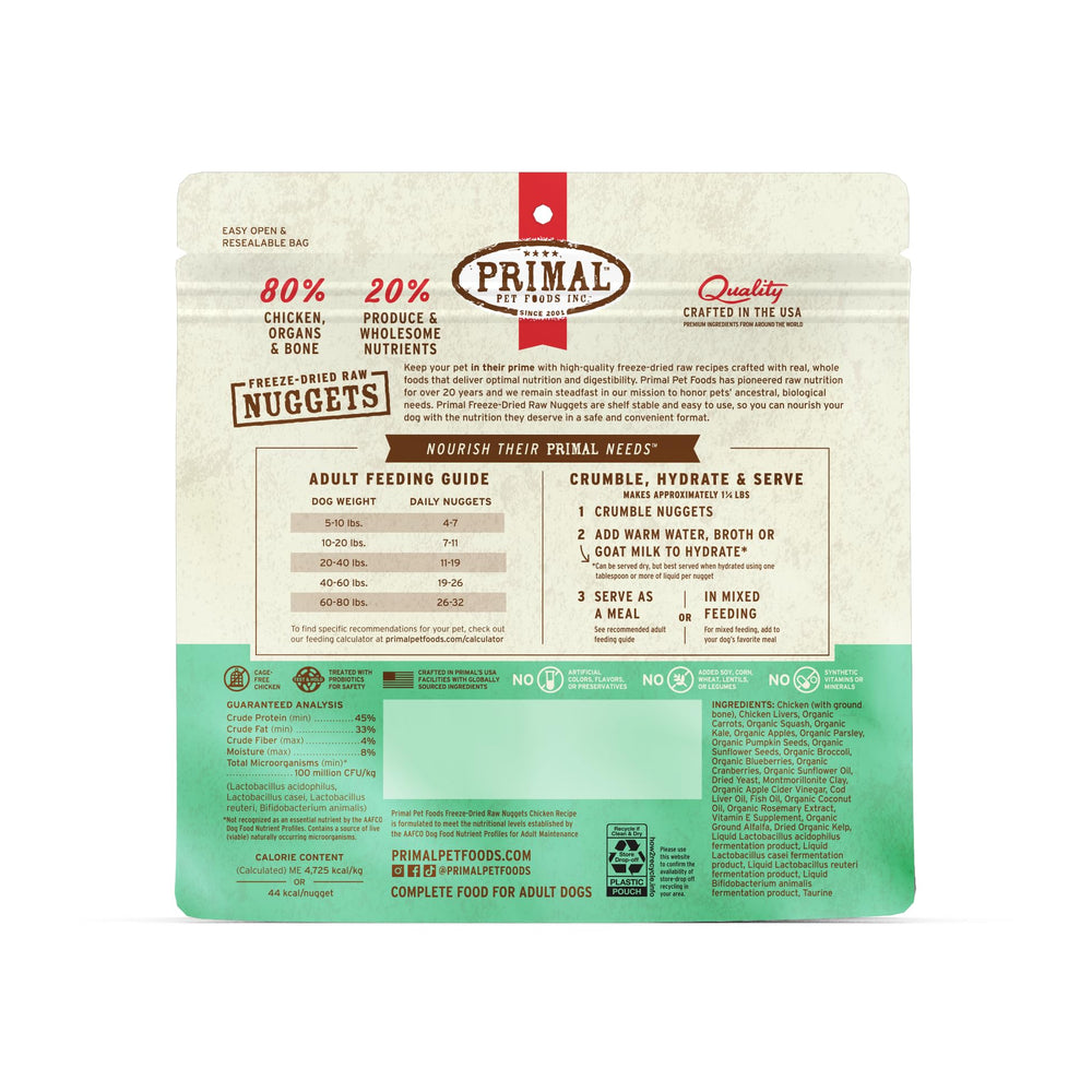 Primal Pet Foods – Nuggets de poulet américains, qualité supérieure.