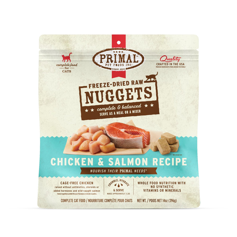 Nuggets Primal Pet Foods emballage clair et pratique pour le stockage et l'utilisation