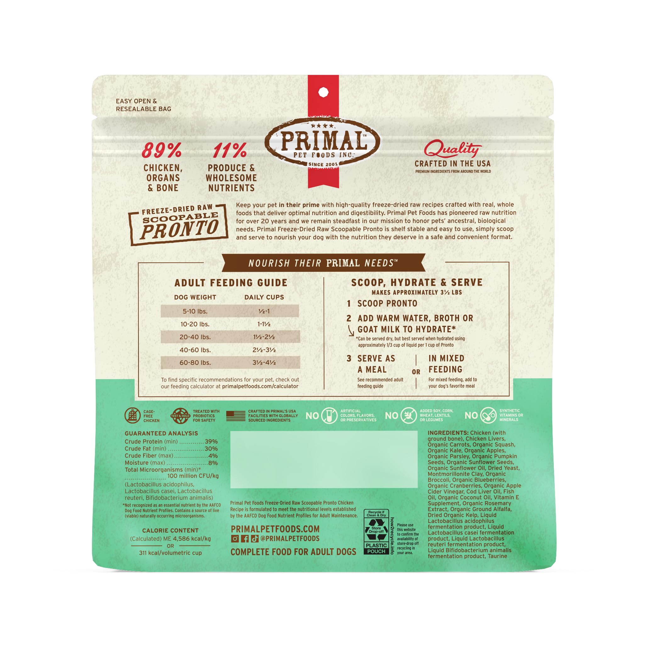 Primal Pronto Mini Nuggets poulet, sans additifs artificiels.