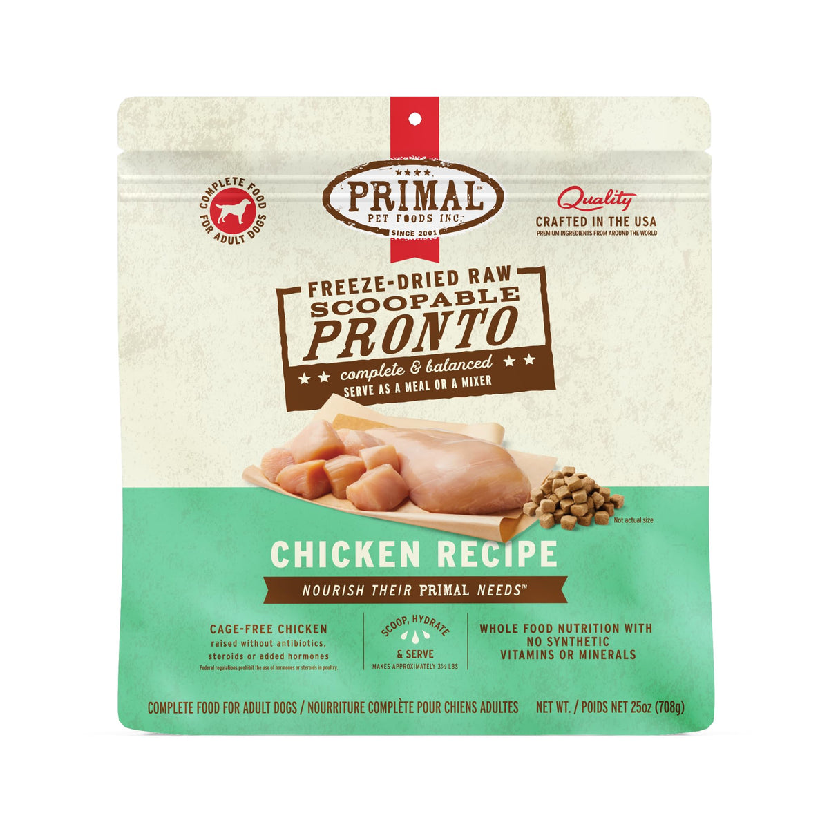 Primal Pronto Mini Nuggets poulet, scoop et servir facilement.