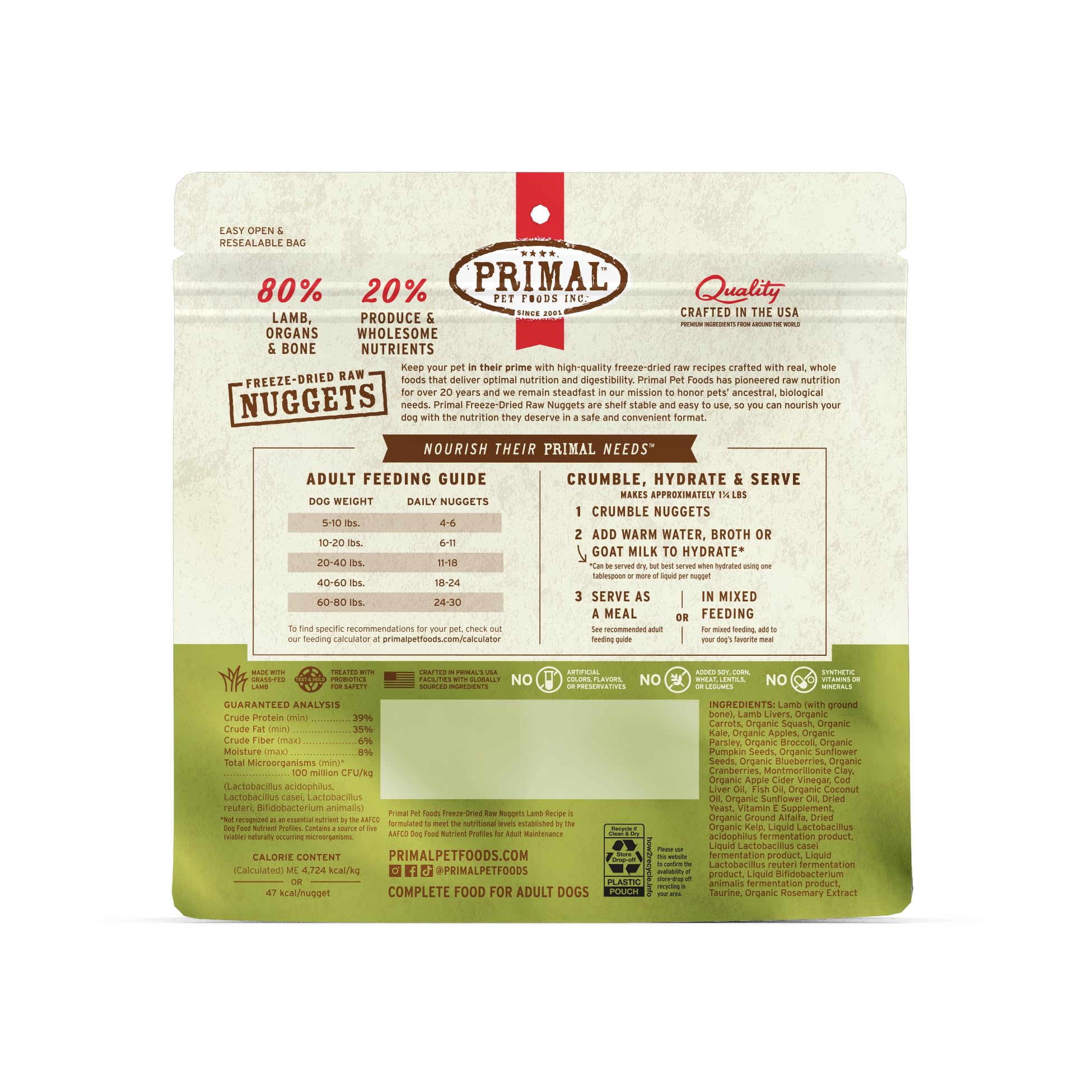 Primal Pet Foods haute teneur en protéines : convient aux chiens actifs.