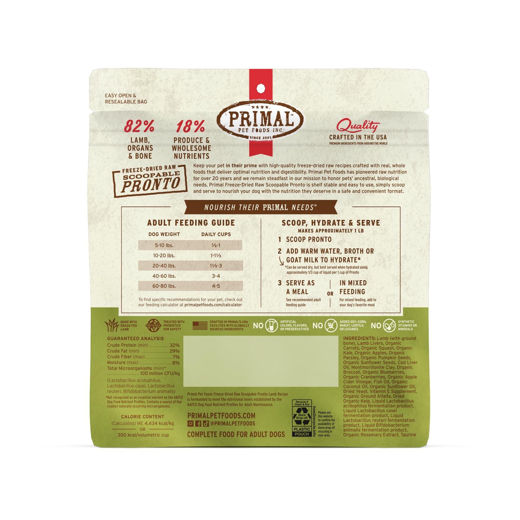 Primal Pronto Mini Nuggets Lamb sans cereales pour une option saine.