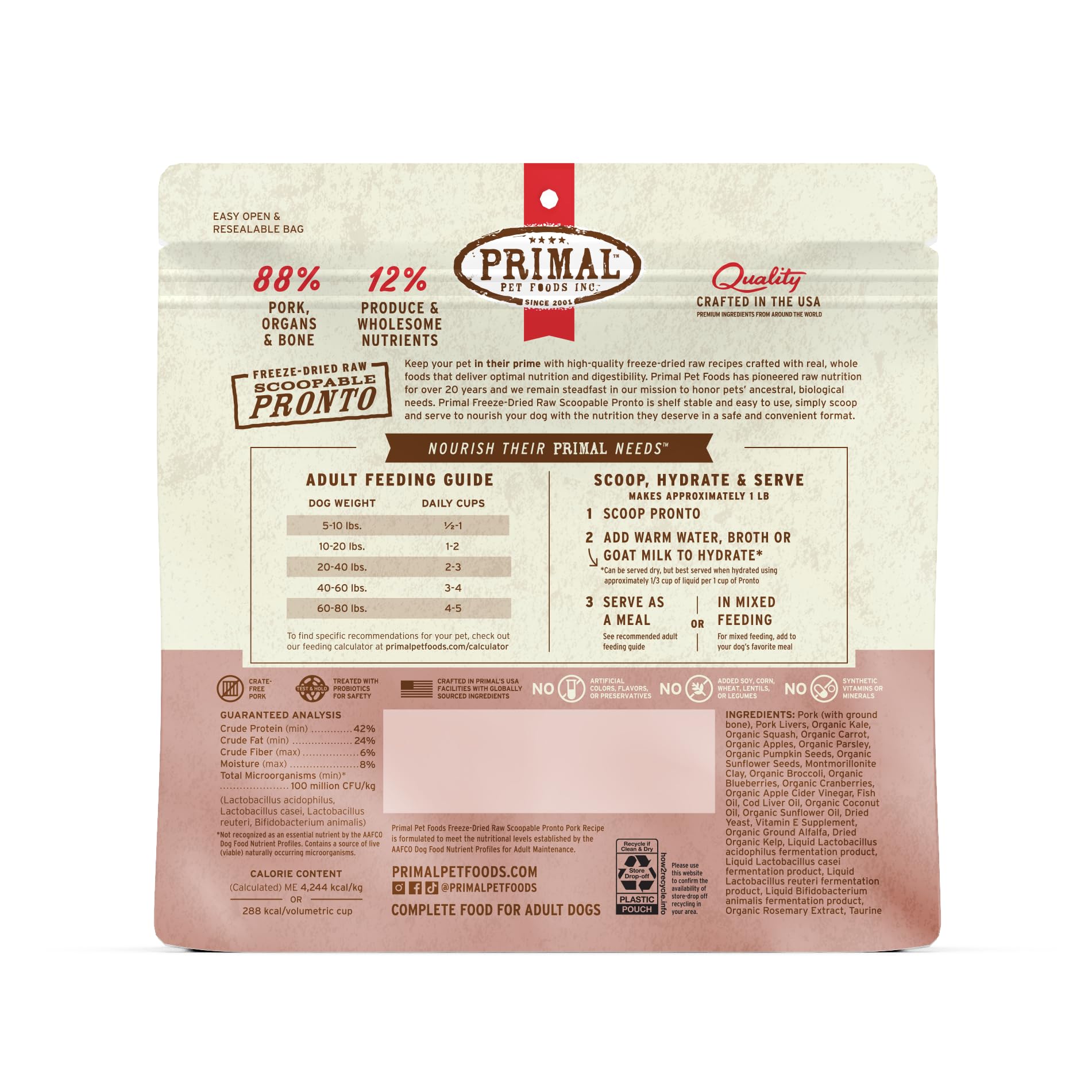 Primal Pronto Mini Nuggets Porc – Fabrique aux Etats-Unis avec controle de qualite.