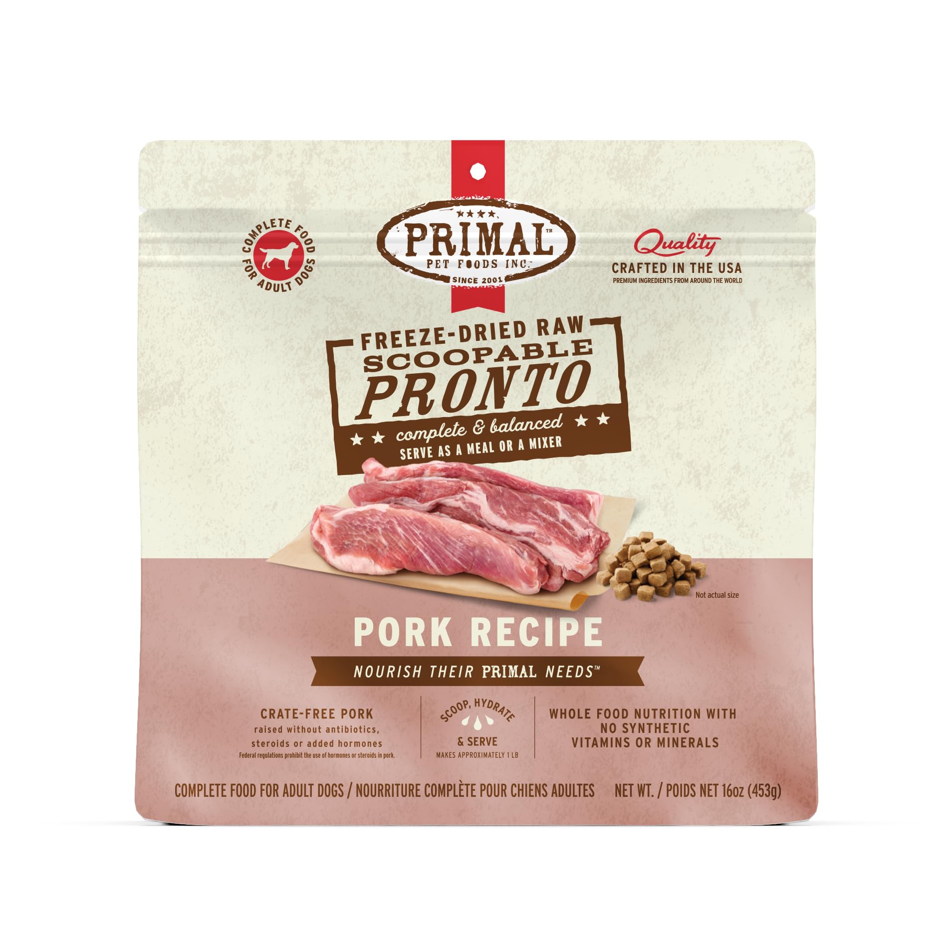 Primal Pronto Mini Nuggets Porc – Morceaux riches en protéines pour chiens actifs.