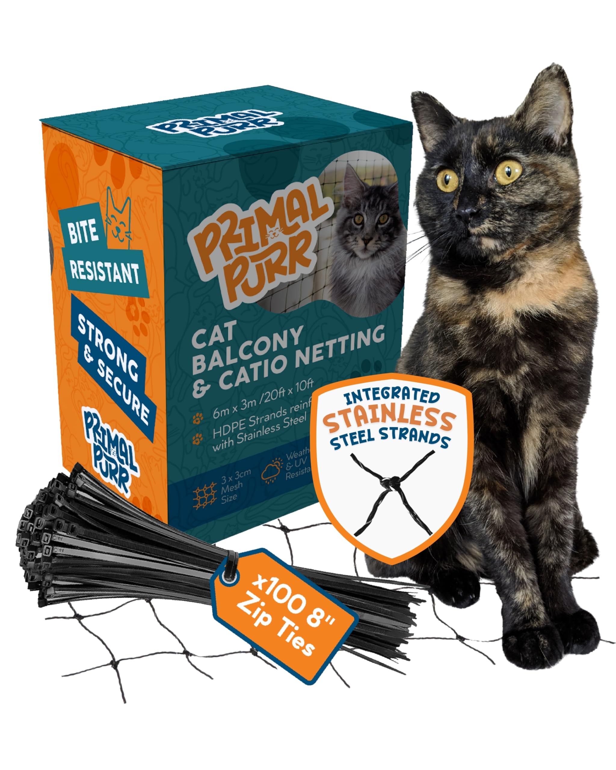 PRIMAL PURR reseau-chat-balcon-renforce pour securite en plein air.