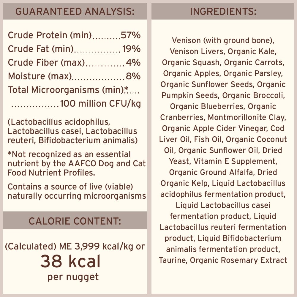 Primal Venaison Nuggets ingrédients réels sans artificiels.