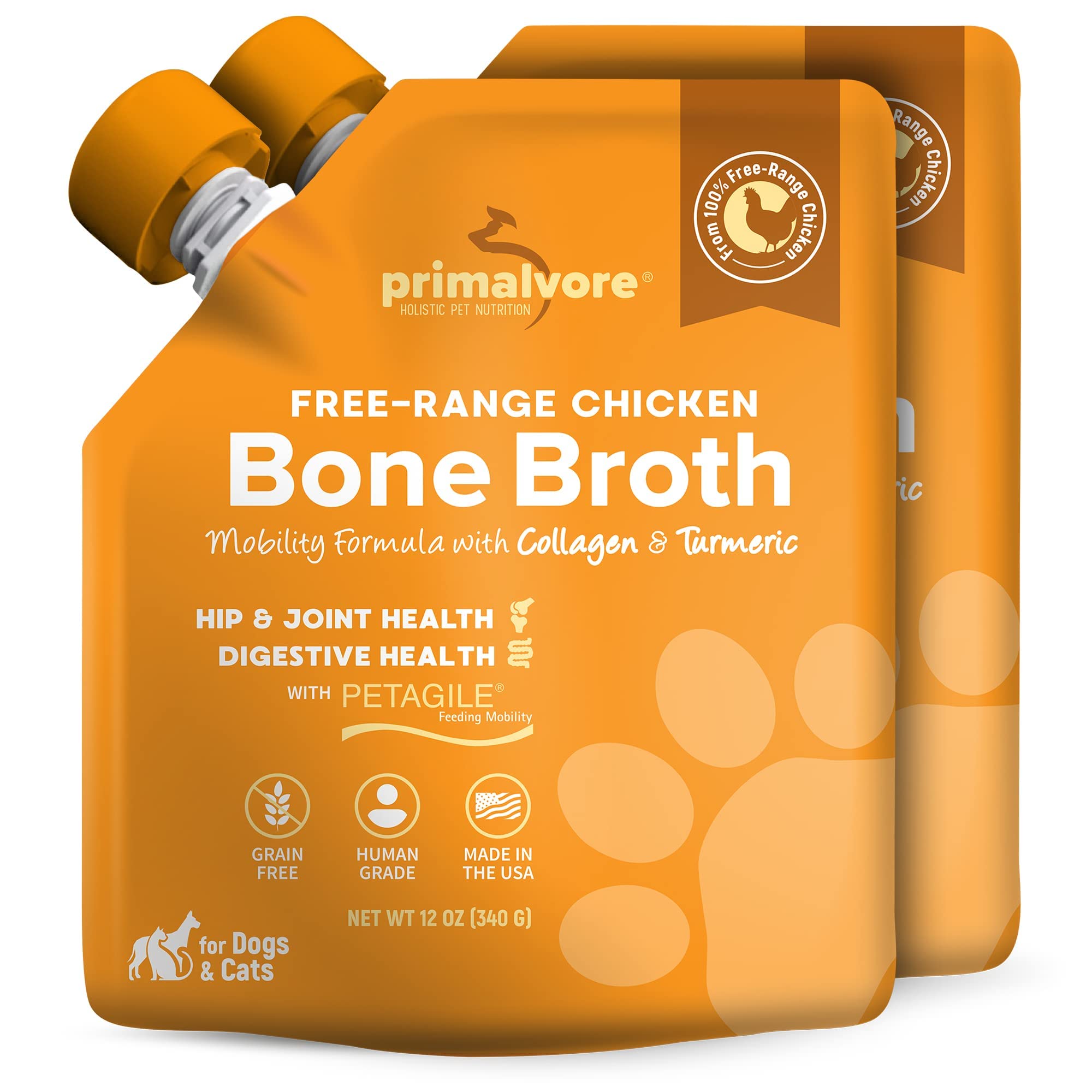 Primalvore bouillon d'Os en plein air, poulet en flacon 2-pack, idéal pour hydrater et nourrir l'appétit.
