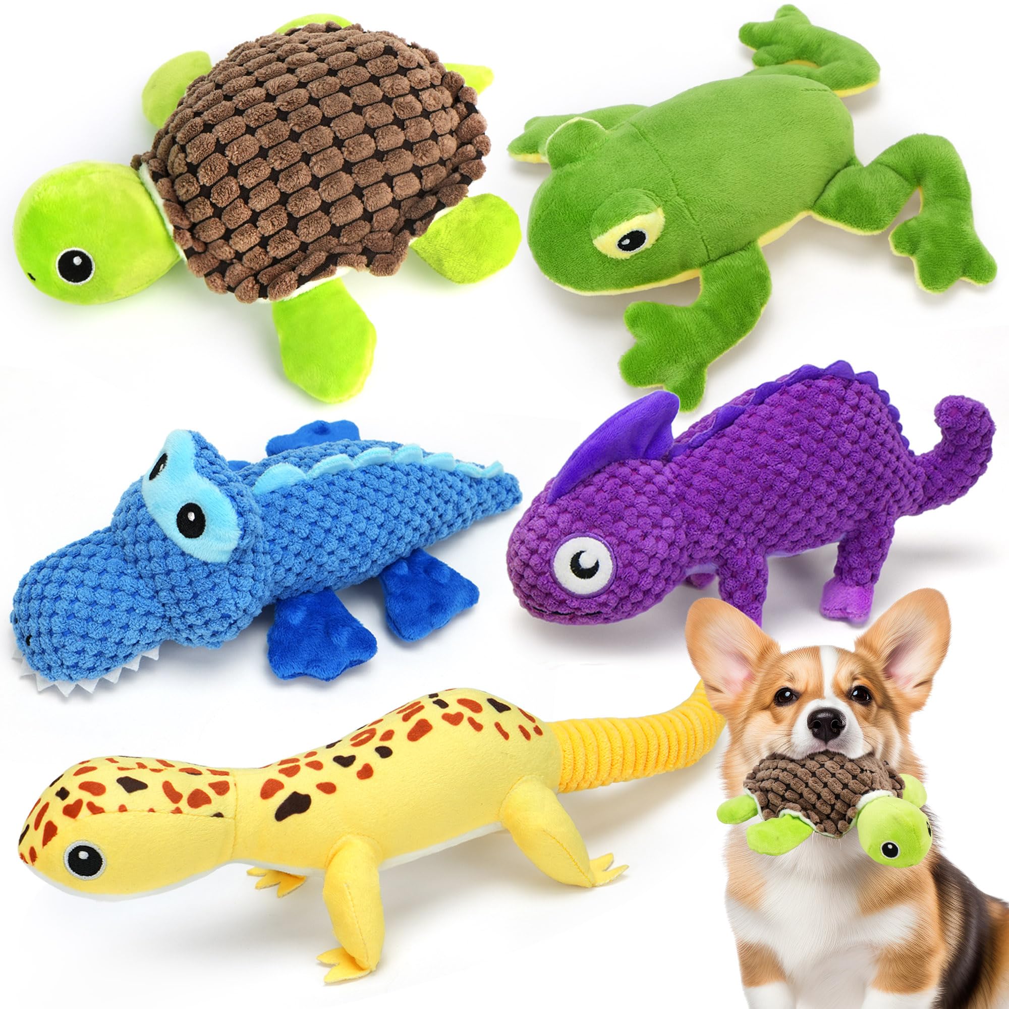 Jouet crocodile bleu Prime Pets, peluche robuste pour jeu stimulant.