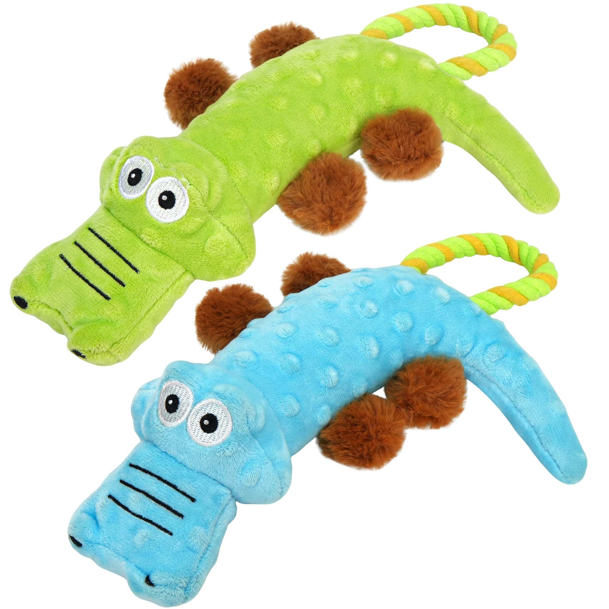 Prime Pets crocodile peluche avec cri intégré pour stimuler l’attention du chien.