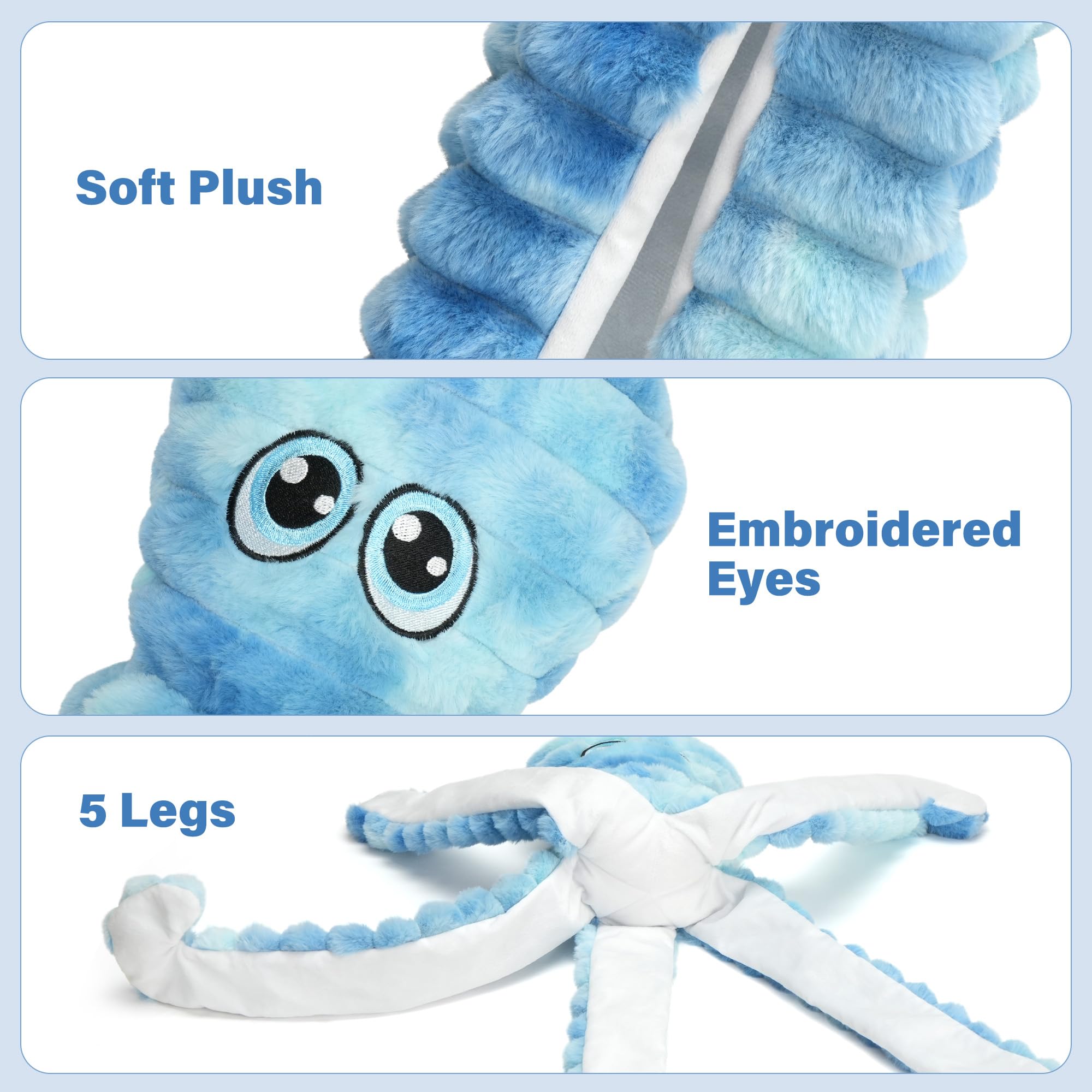Prime Pets – doudou poulpe, yeux brodés, confort et réconfort pour chien.