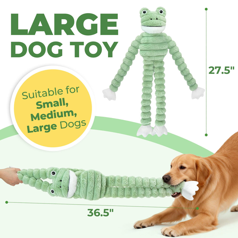 Jouet grenouille Prime Pets avec sifflet bas, stimule le jeu et l'écoute.