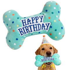 Prime Pets jouet-chien-anniversaire-peluche: peluche colorée qui couine pour divertir votre chien