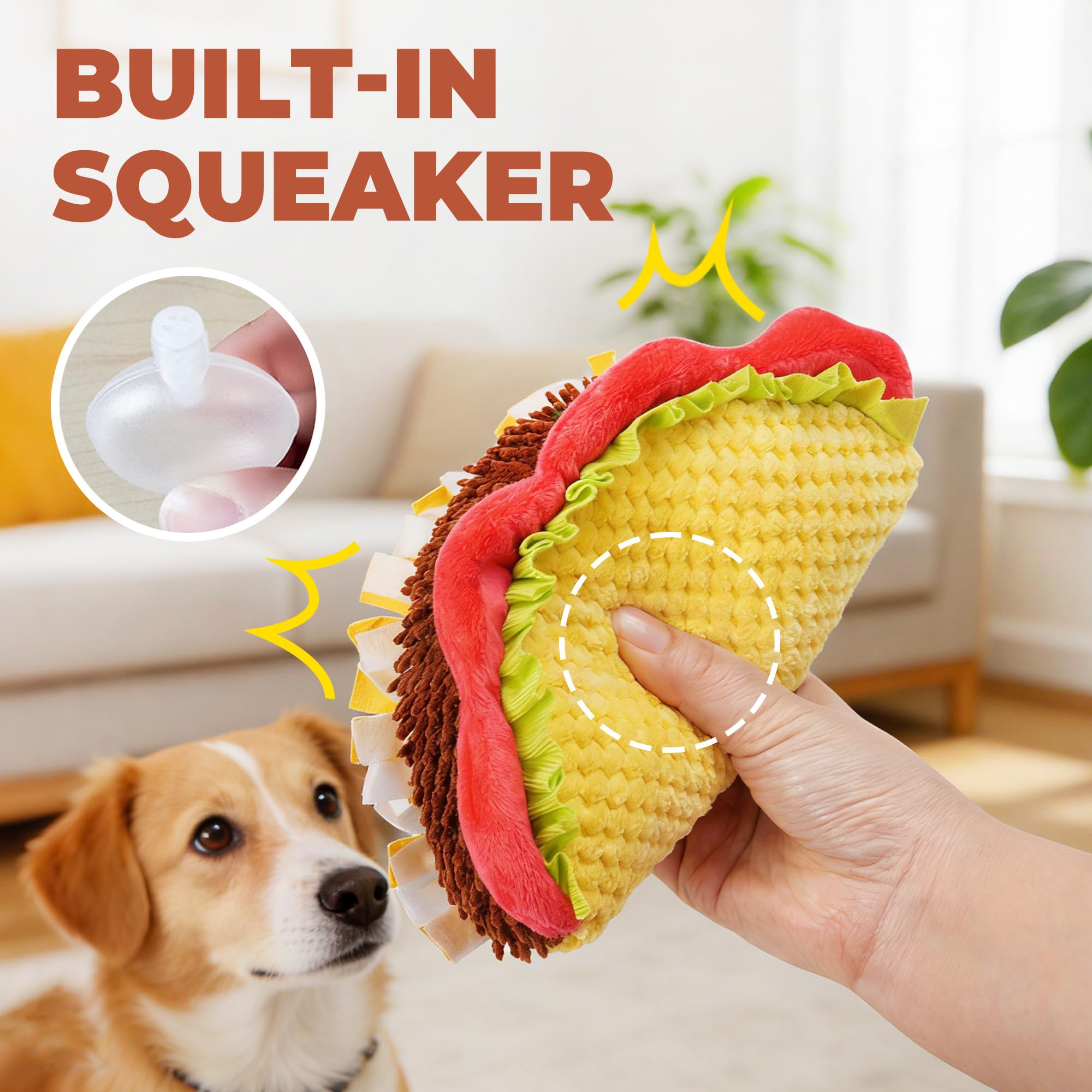 Jouet Prime Pets Taco peluche douce pour dentition légère