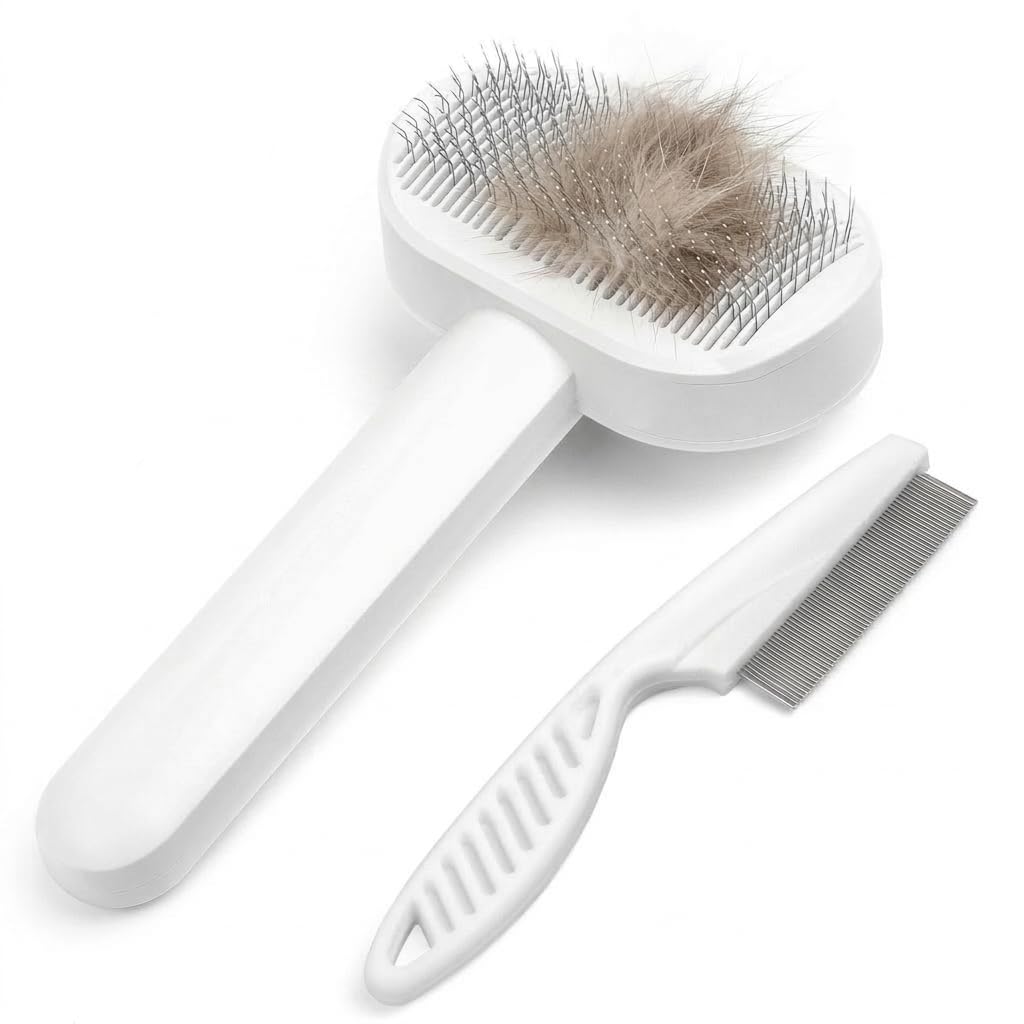 Prime Pets Long Pin Cat Brush capte les poils profonds des chats d'intérieur.