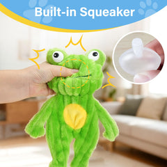 Prime Pets peluche grenouille verte, jouet interactif pour chiens avec crinkle.