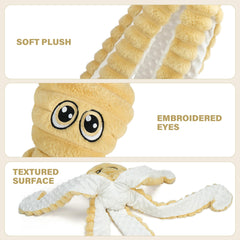 Prime Pets peluche poulpe jaune, yeux brodés, compagnon doux et réconfortant.