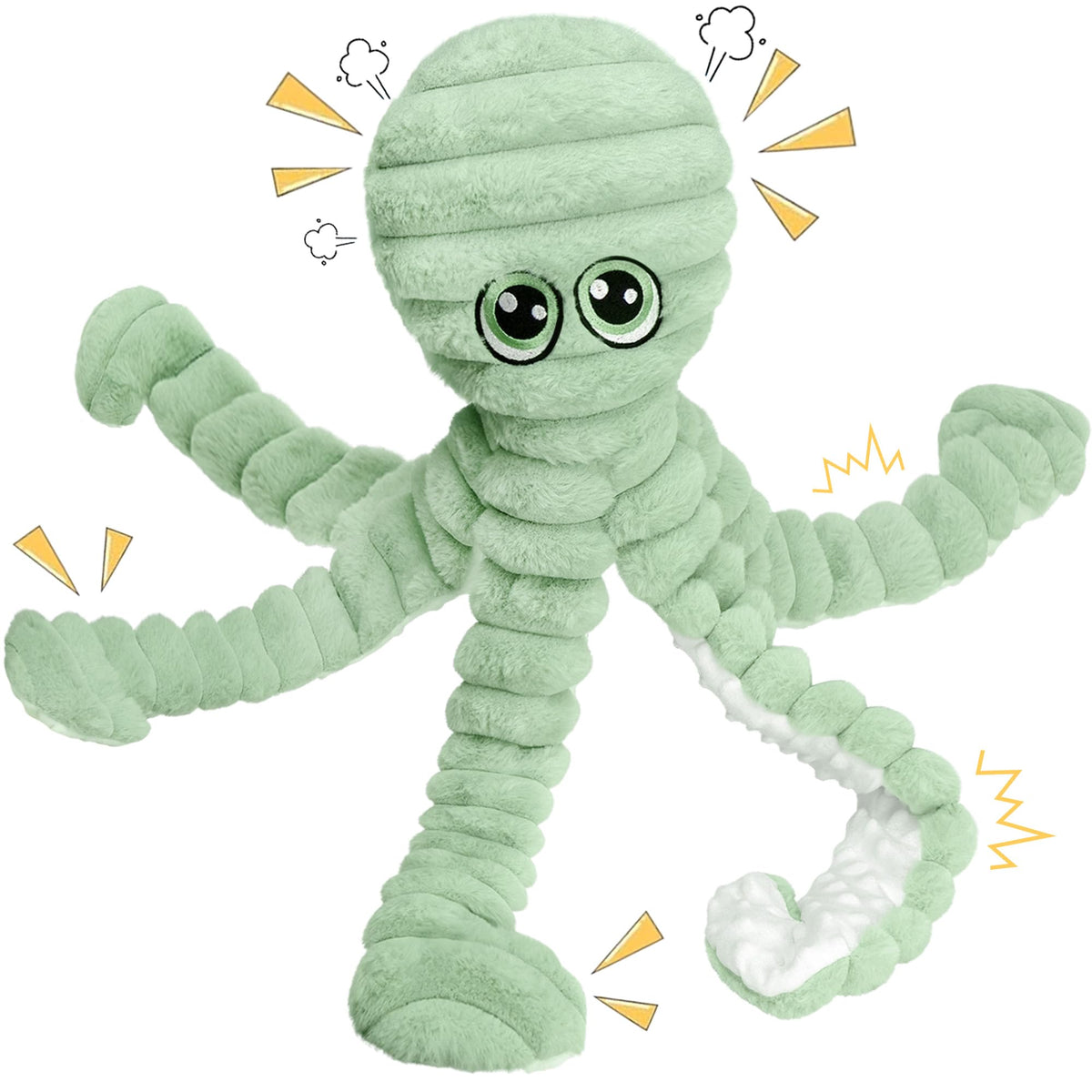 Jouet Prime Pets Pieuvre géante 27 pouces verte, parfait pour grandes races.