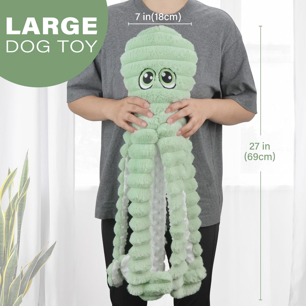 Pieuvre Prime Pets avec sifflet et crinkle, stimulation du jeu.