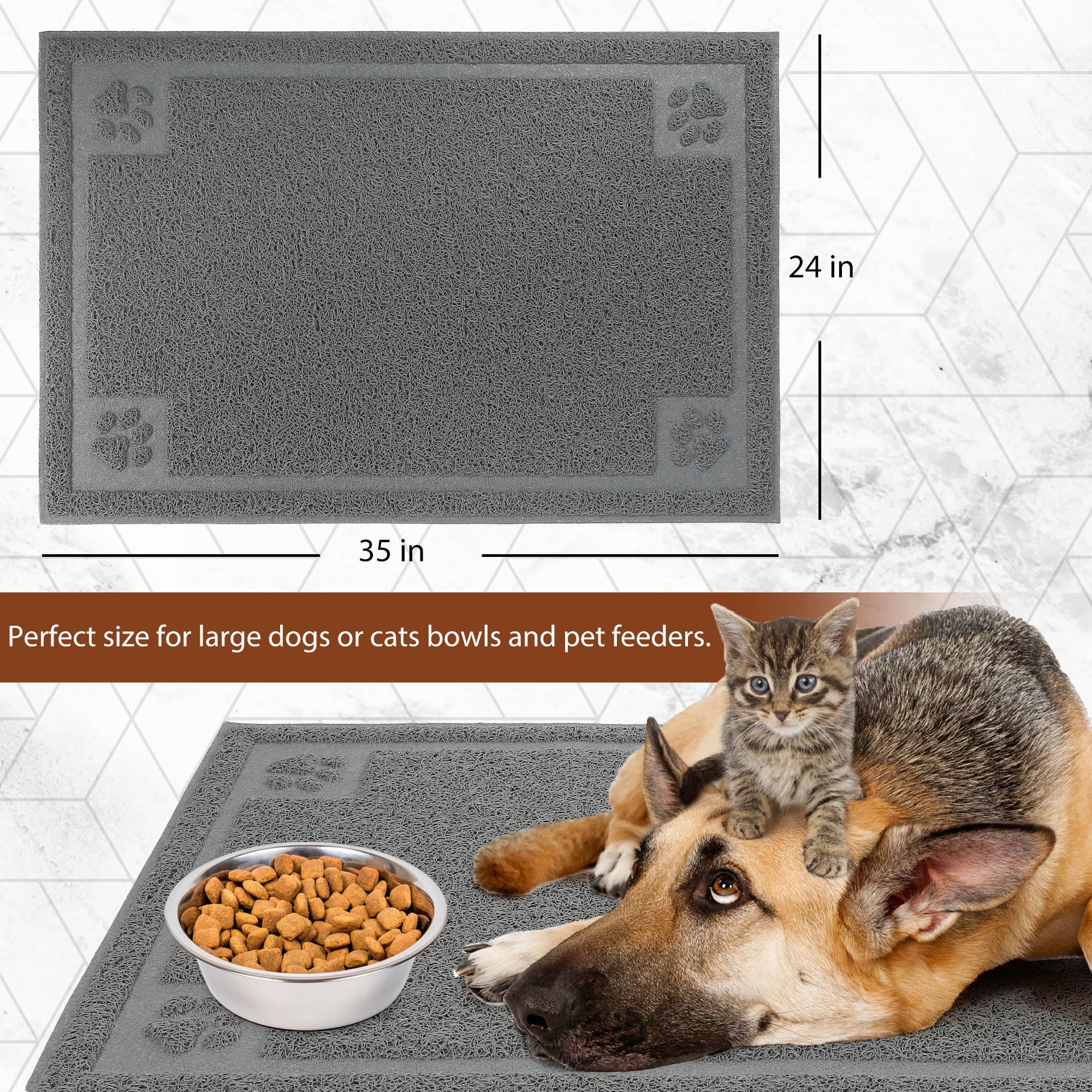 Tapis anti dérapant Prime Pets gris, bol stable pendant le repas