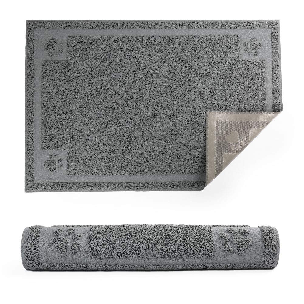 Tapis Prime Pets pour nourriture de chien, gris et robuste, protège le sol
