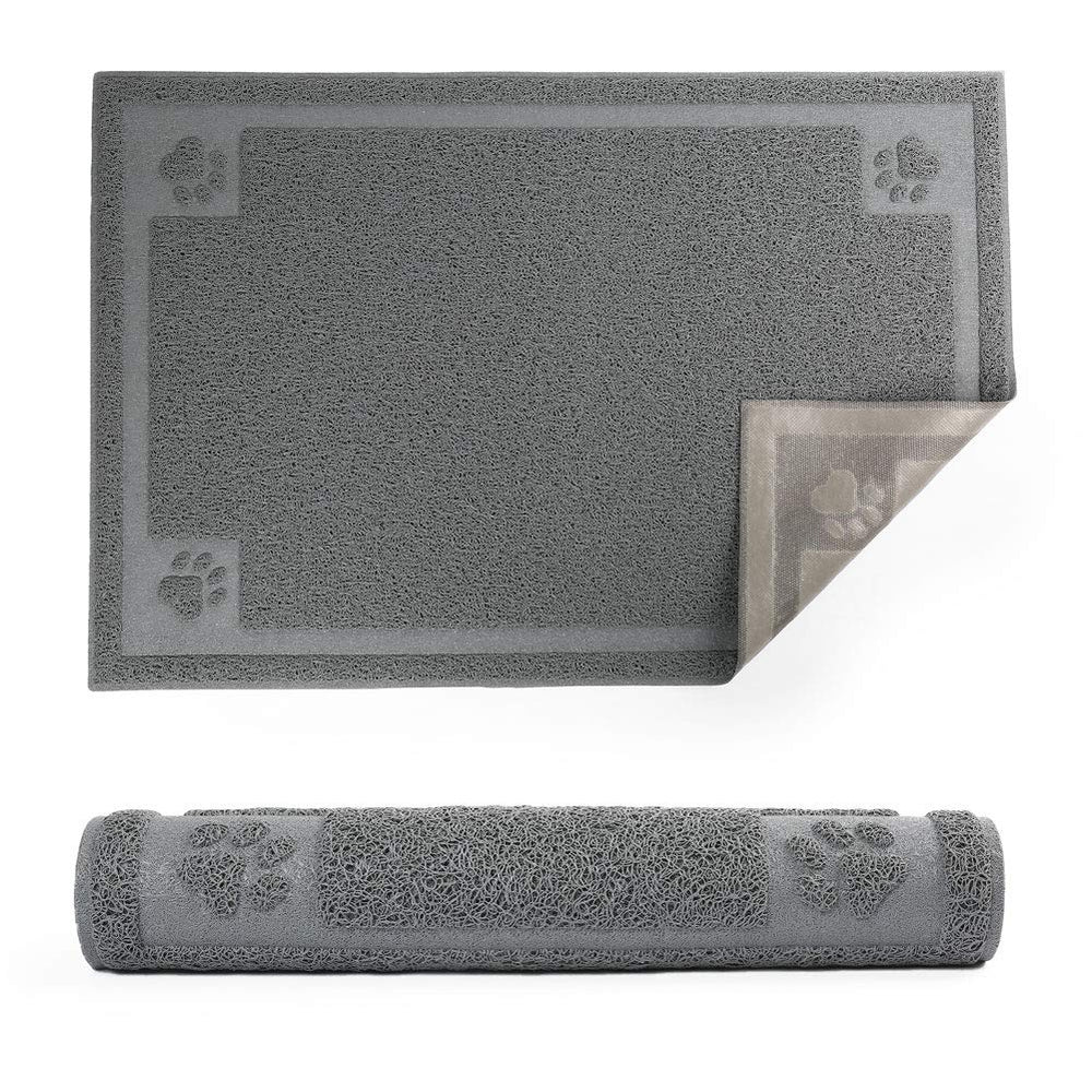 Tapis Prime Pets pour nourriture de chien, gris et robuste, protège le sol