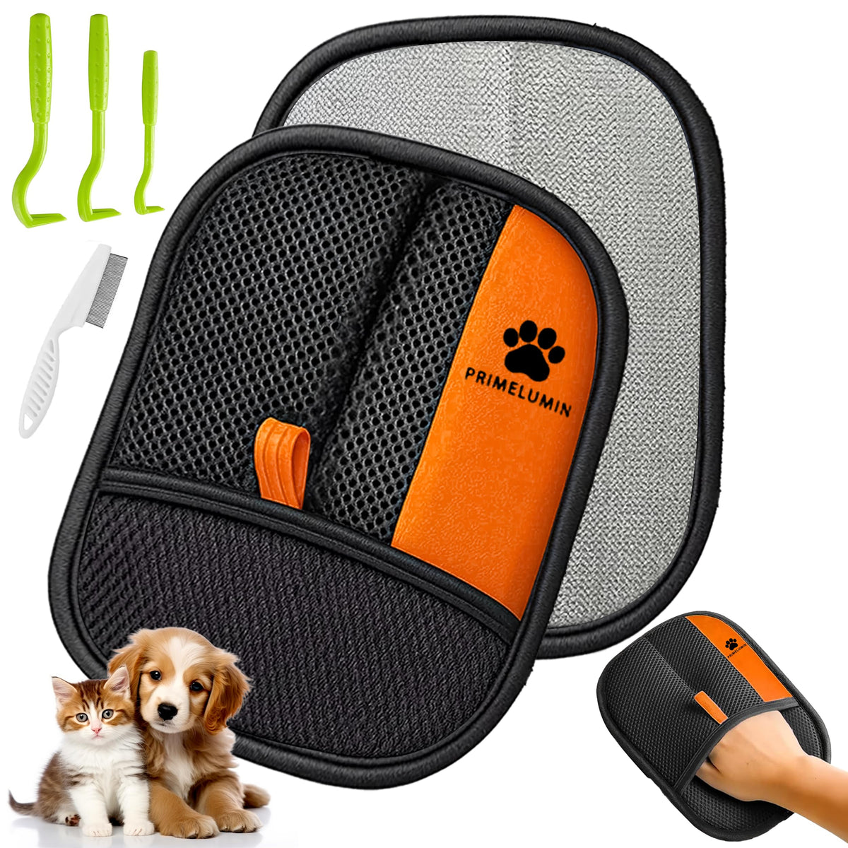 PRIMELUMIN gant anti-poils pour chiens et chats — nettoyage rapide sans effort.