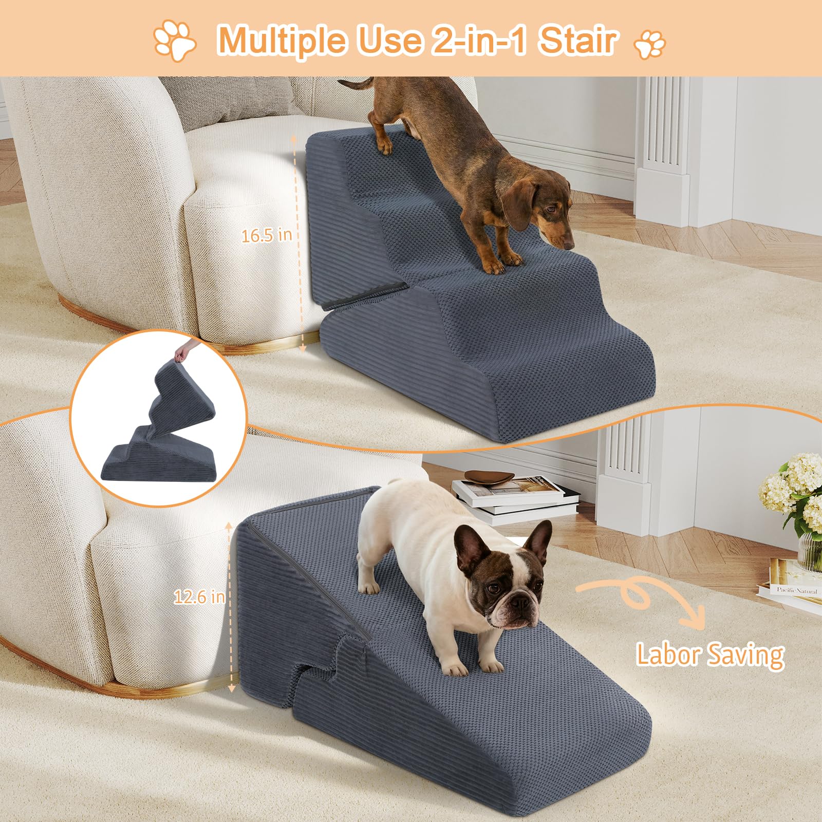 PrimePATIO escaliers pour chien sur canapé et lit, montée aisée.