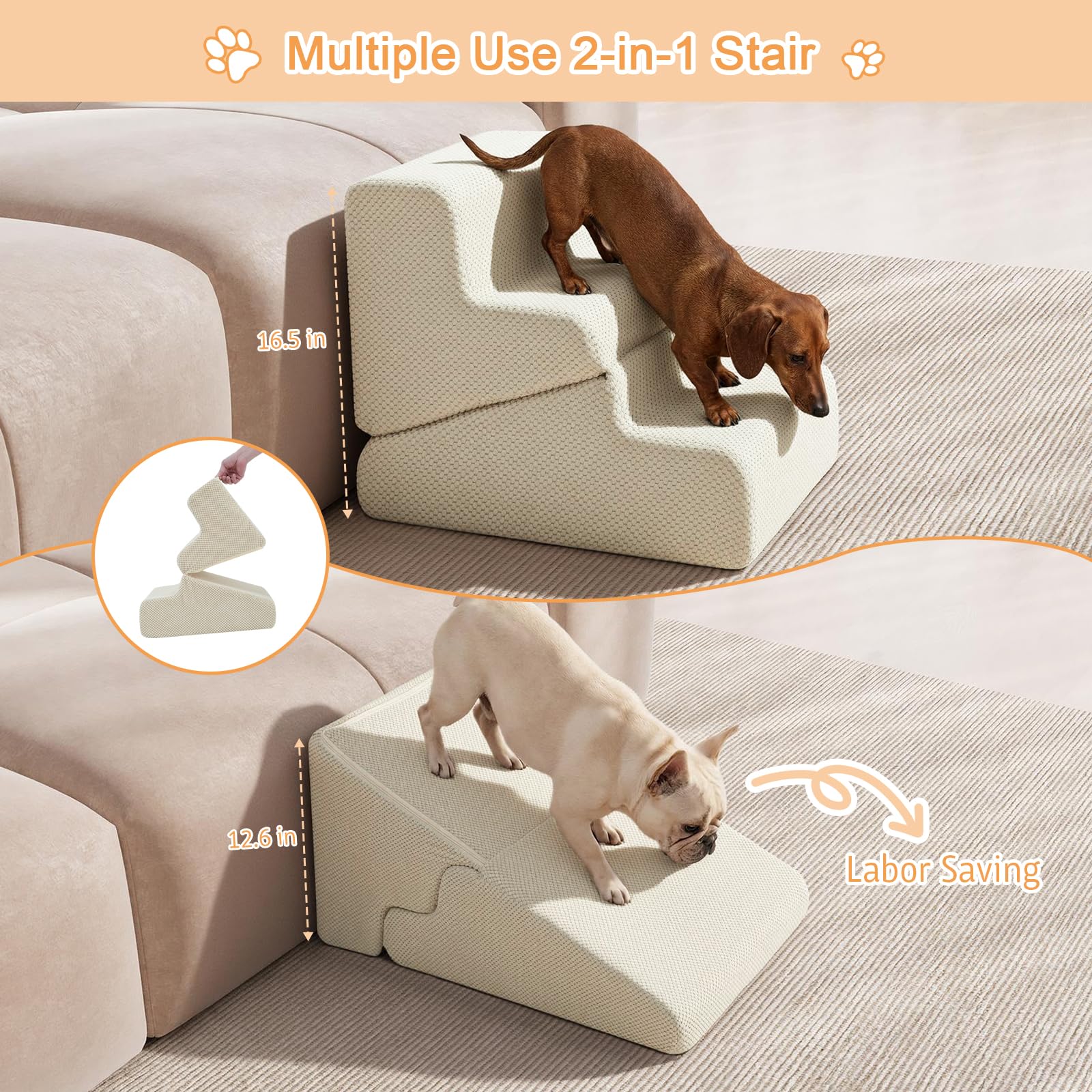 PrimePATIO escaliers-chien-pour-lit-haut, aide au passage sans effort