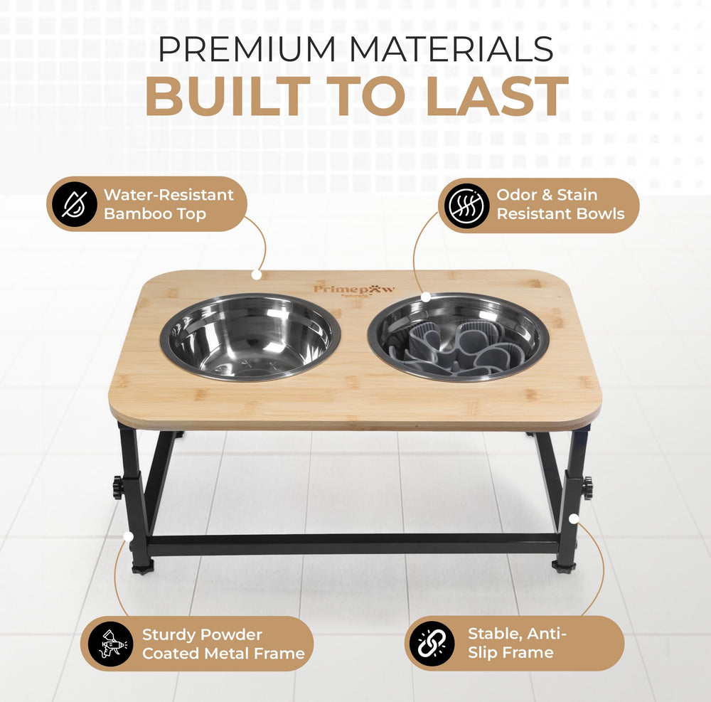 PrimePaw Naturals hauteur ajustable 6-8 pouces adaptée à la morphologie.