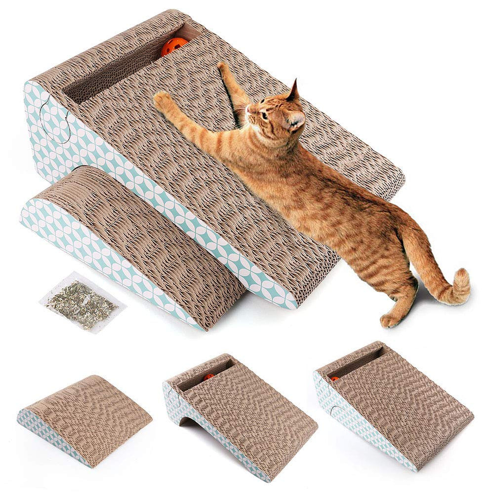 PrimePets grattoir-chat-carton 2-en-1 stimule le griffage et le repos.