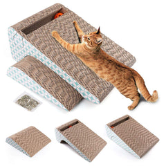 PrimePets grattoir-chat-carton 2-en-1 stimule le griffage et le repos.