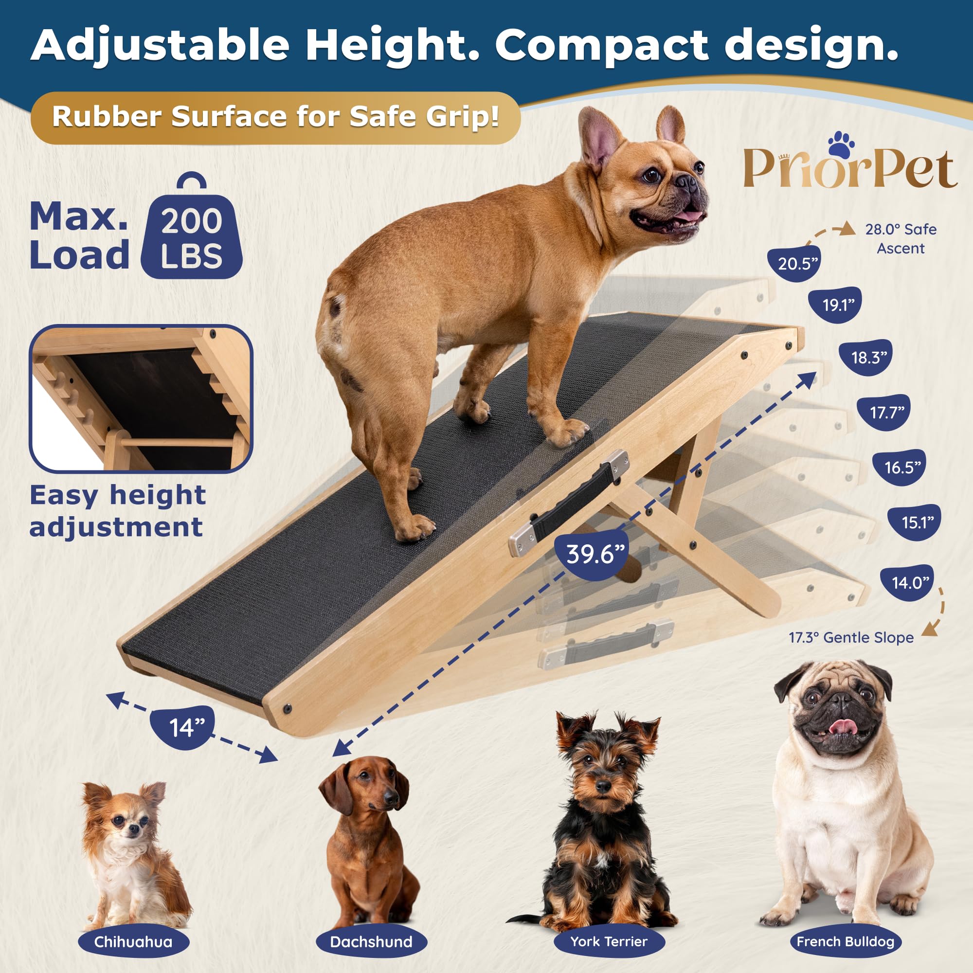 PRIORPET rampe chien bois bouleau solide, solution durable pour canapé