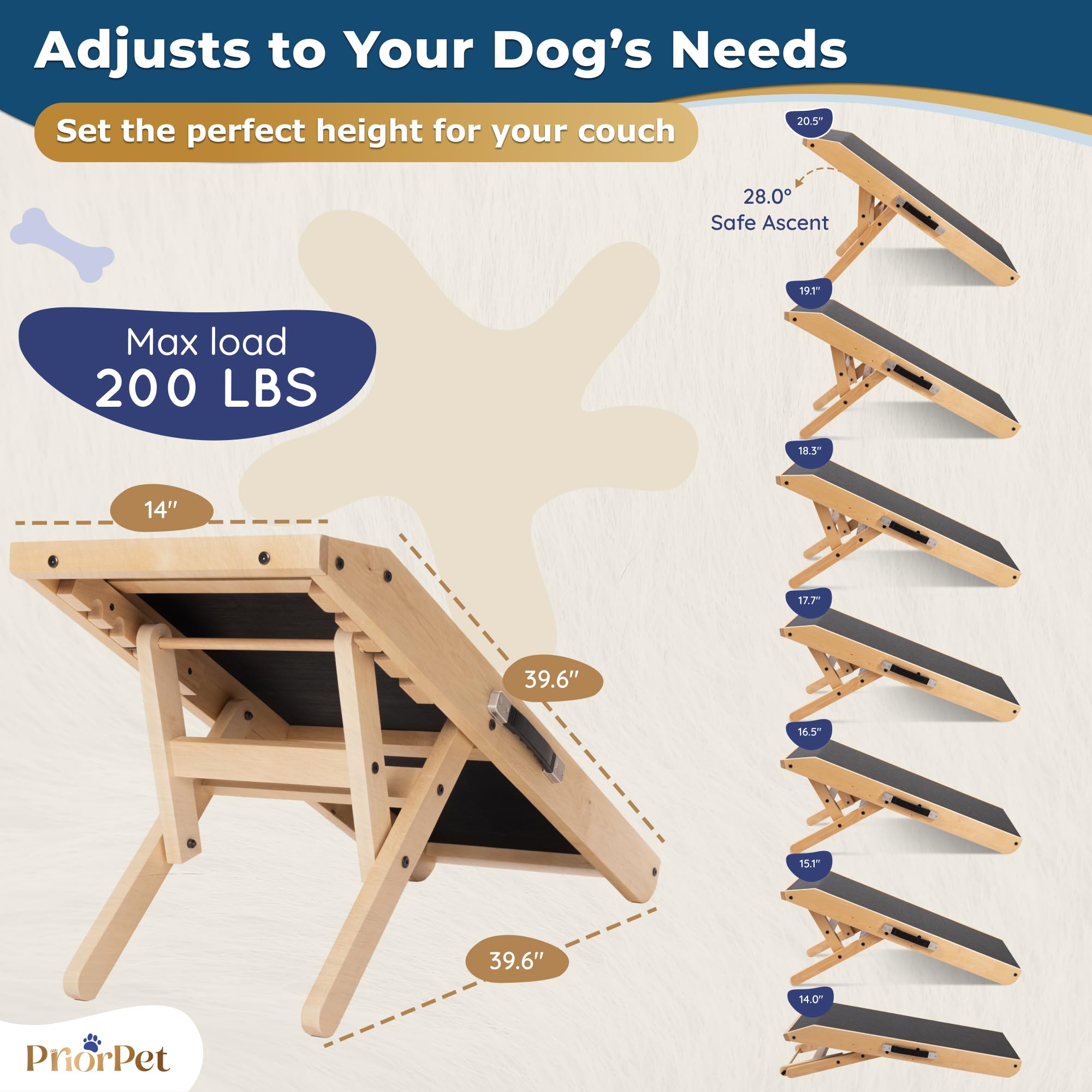 PRIORPET rampe chien capacite 200 lbs soutien fiable pour chiens